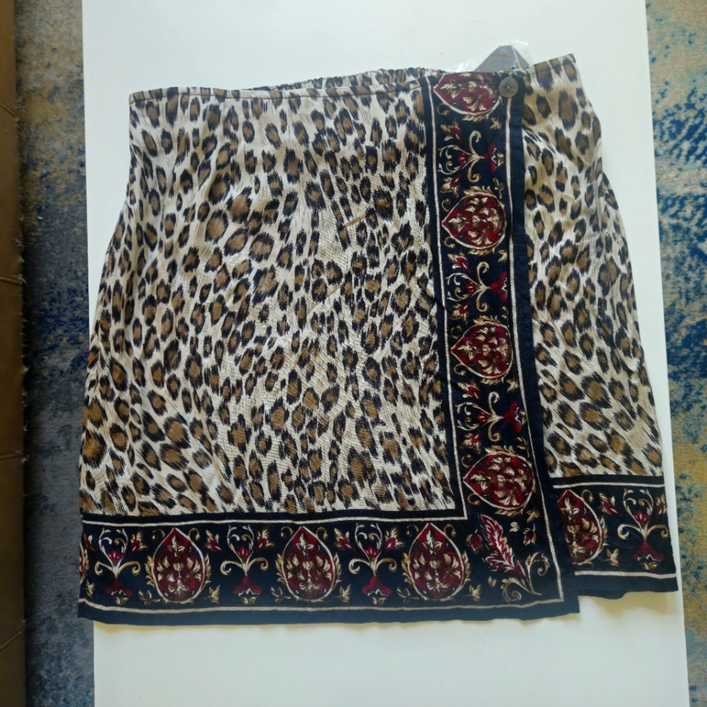 Leopard Print Skirt with Black and Red Accents